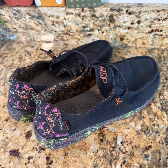 Hey Dude Black Shoes with Multicolor Accents - Picture 2 of 4